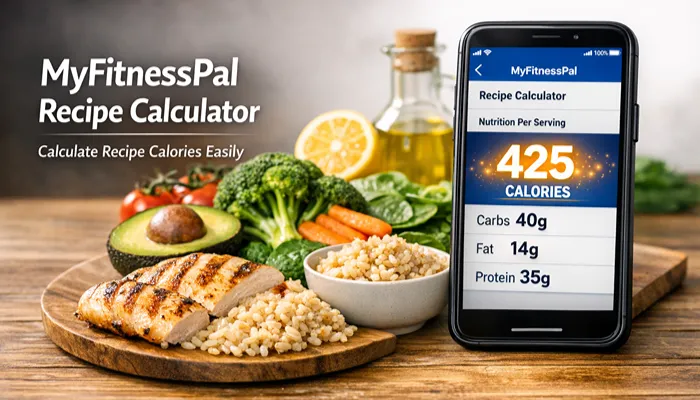 MyFitnessPal recipe calculator showing calories and nutrition for a homemade recipe